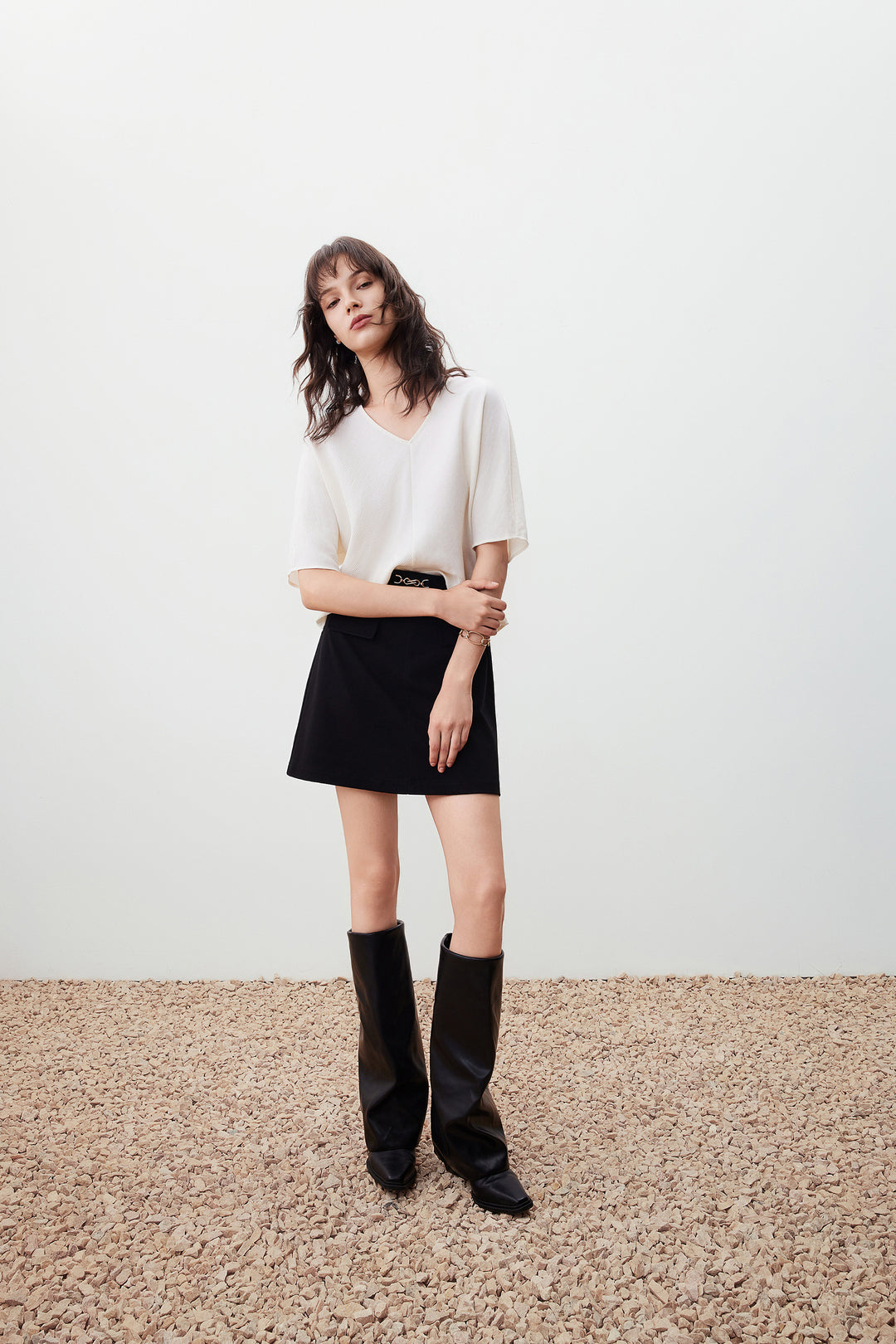 Textured V-Neck Blouse