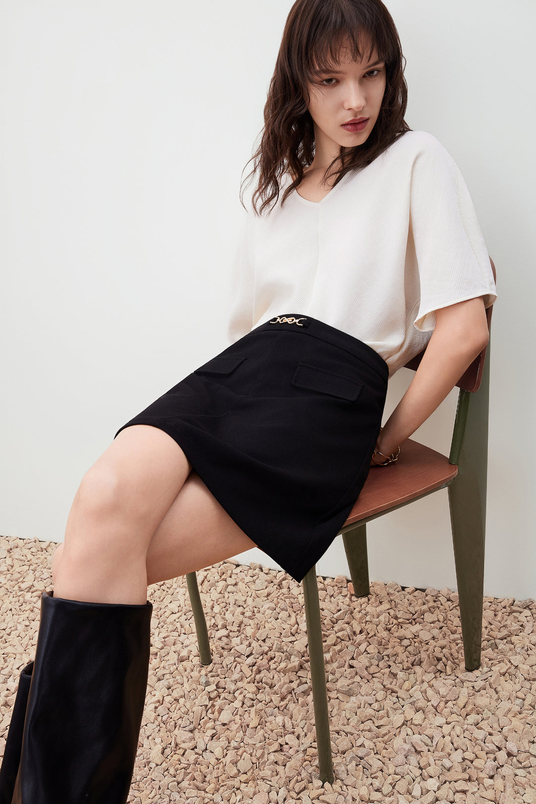 Textured V-Neck Blouse