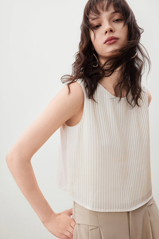 G2000 WOMAN-round-neck-sleeveless-short-sleeve-blouse-56246491-Beige