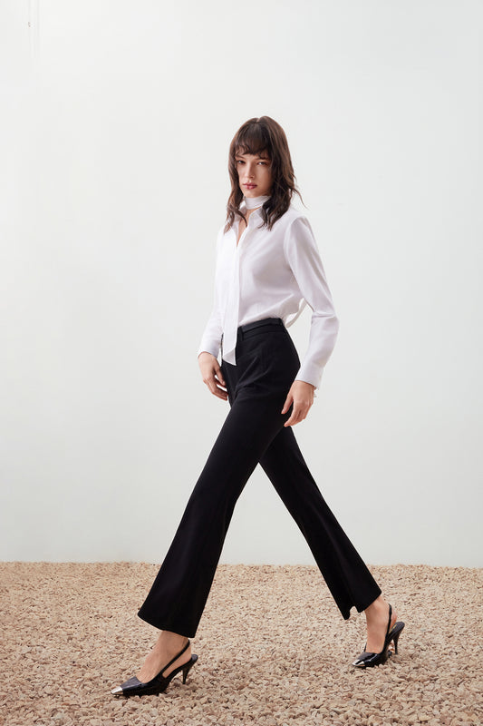 G2000 WOMAN-flare-casual-pants-with-belt-56261022-Black