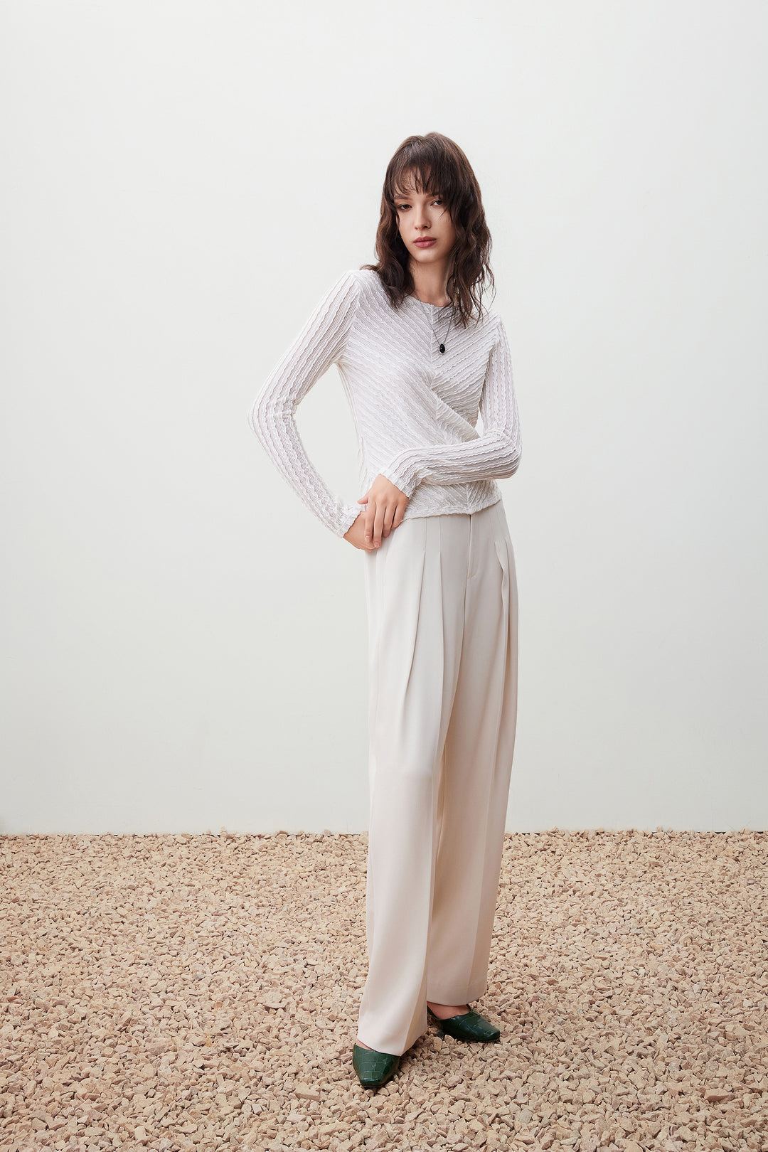 舒適直腳剪裁休閒長褲