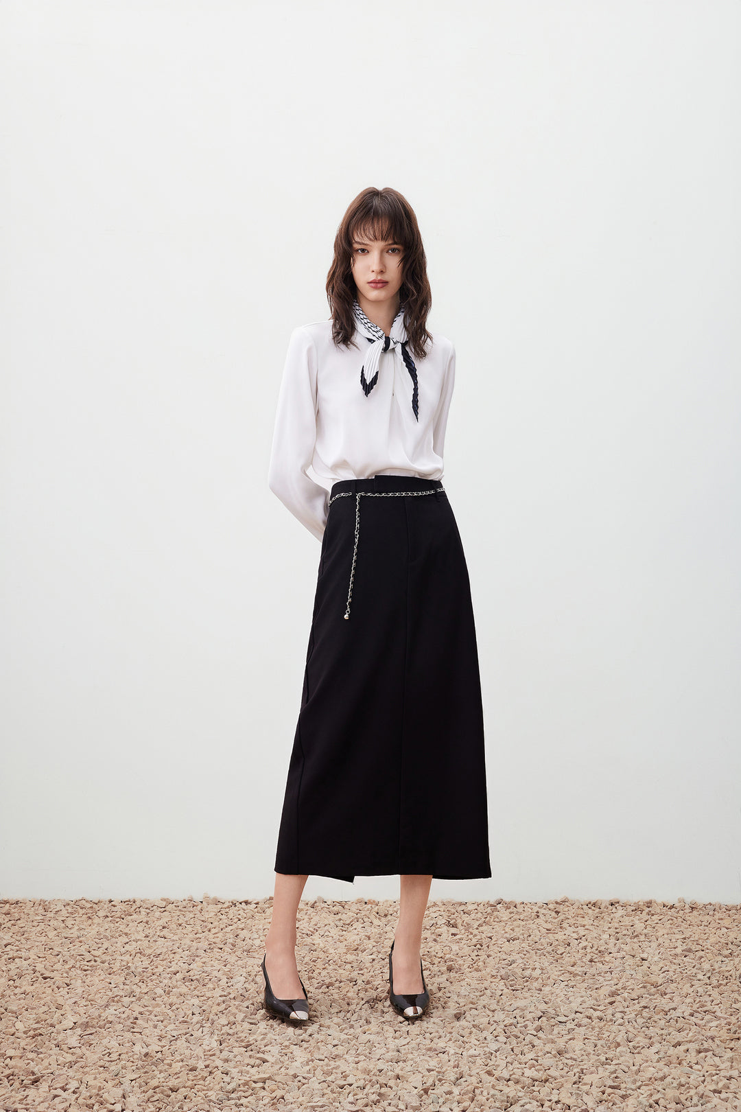 G2000 WOMAN-h-shape-casual-skirt-with-chain-belt-56262631-Black