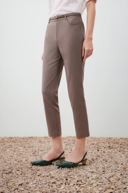 修身休閒長褲(配腰帶)