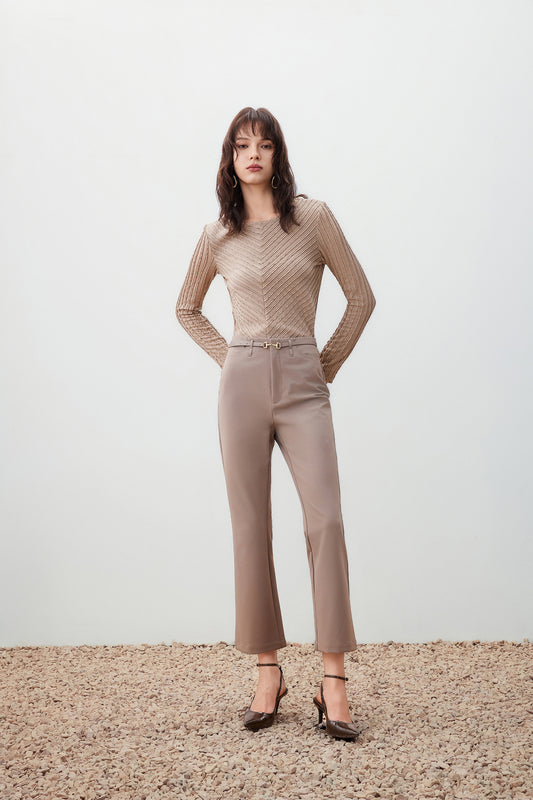 G2000 WOMAN-slim-boot-casual-pants-with-belt-56269014-Beige