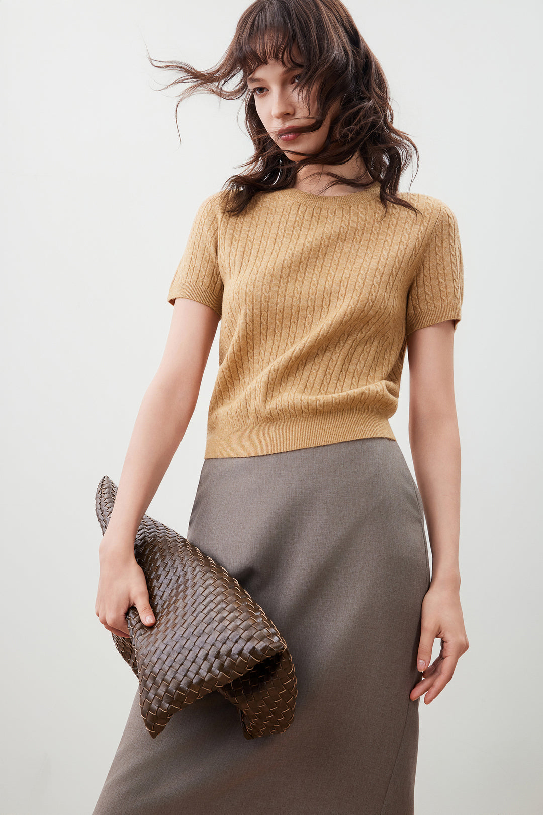 圓領短袖針織毛衣