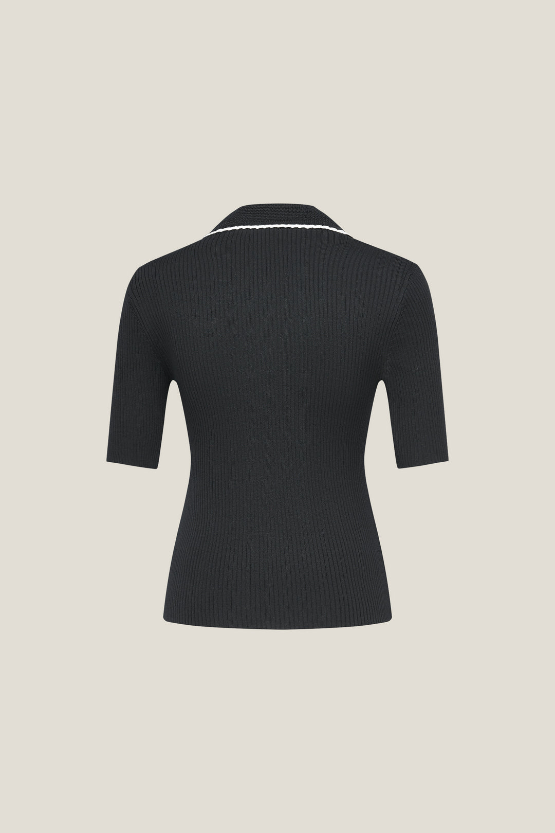 Polo領中袖針織毛衣