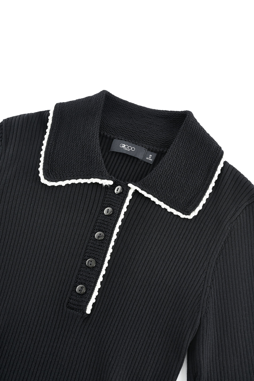 Polo領中袖針織毛衣