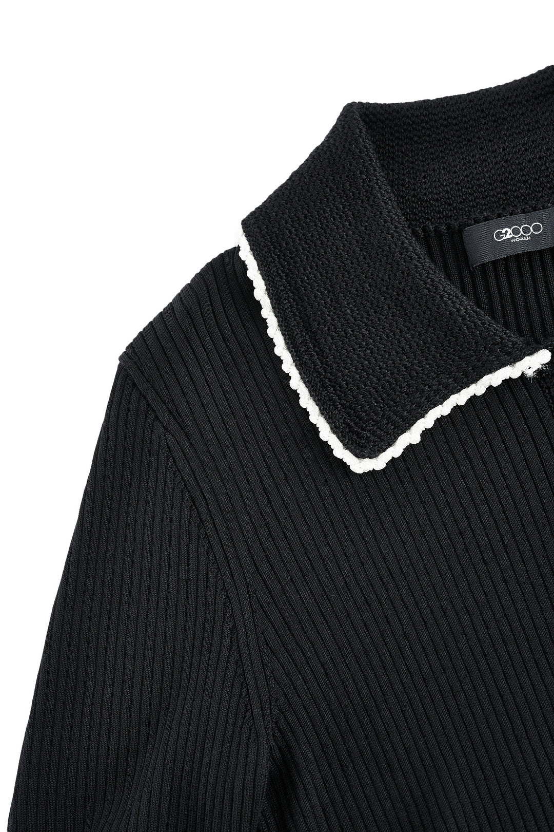 Polo領中袖針織毛衣