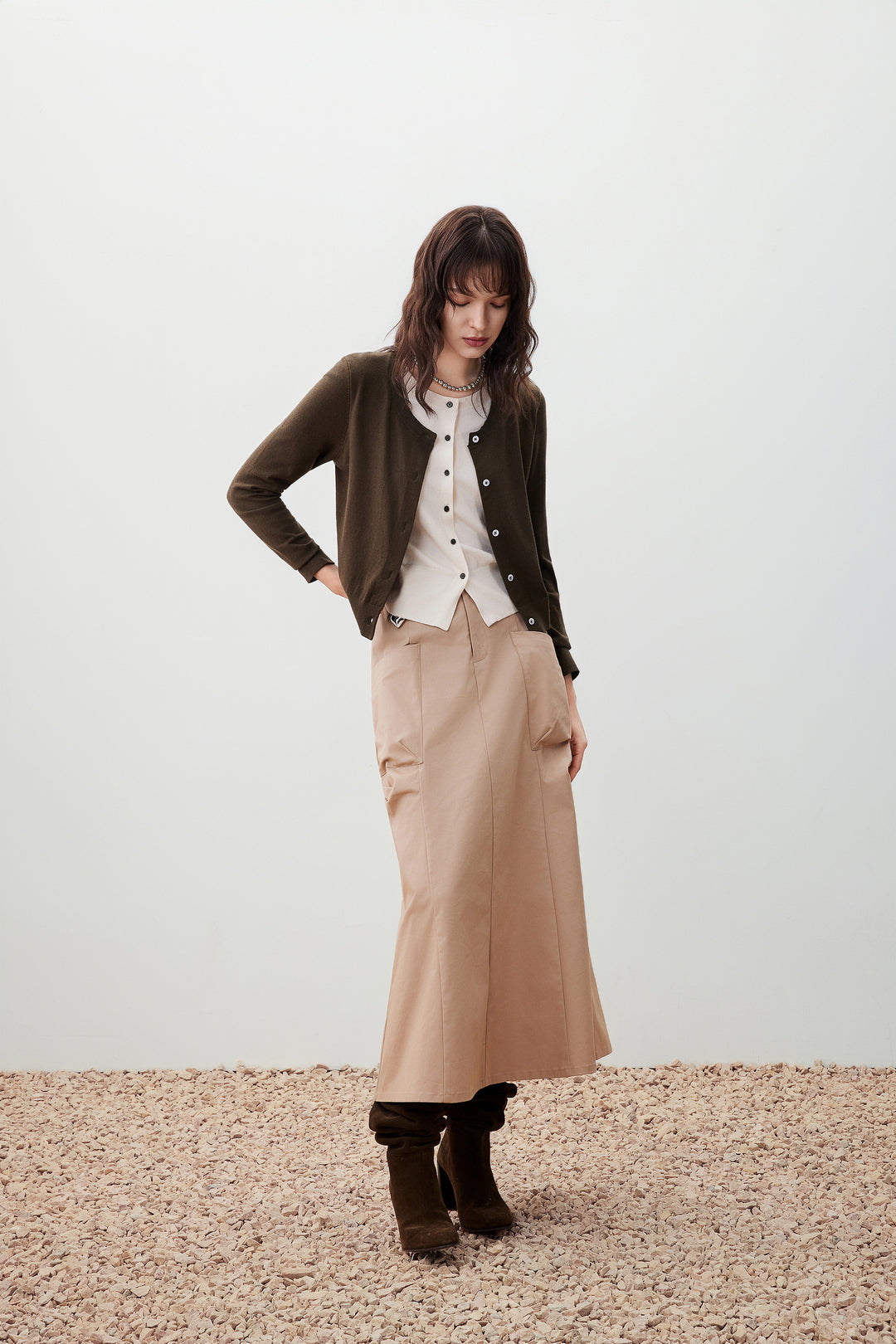 Round Neck Long Sleeve Cardigan