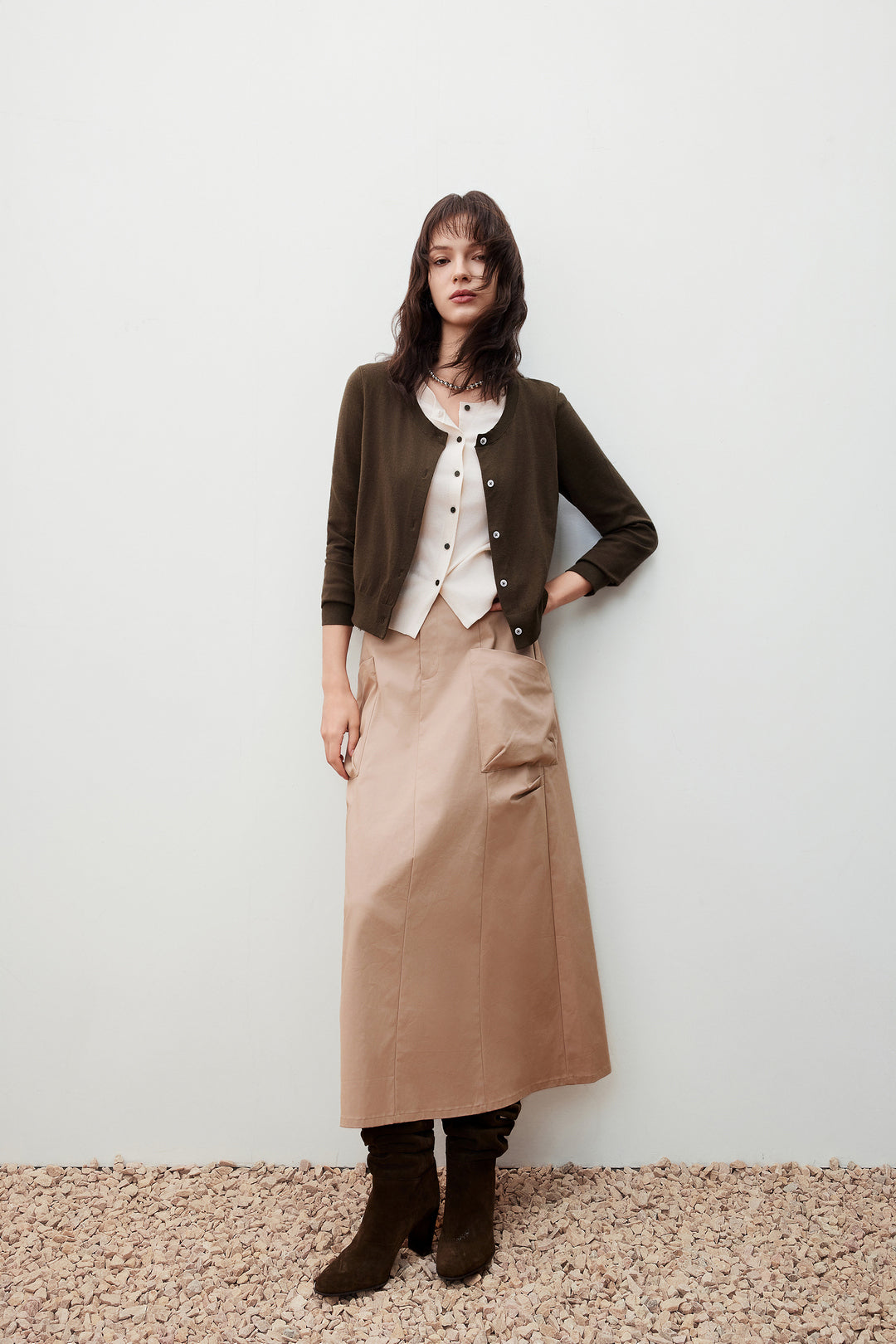 Round Neck Long Sleeve Cardigan