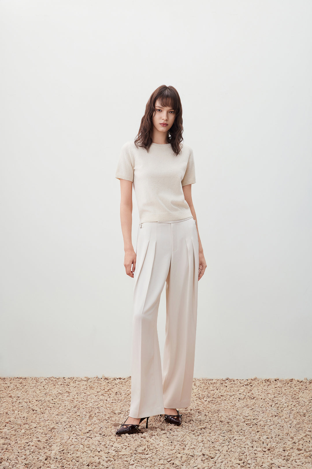 圓領短袖針織毛衣