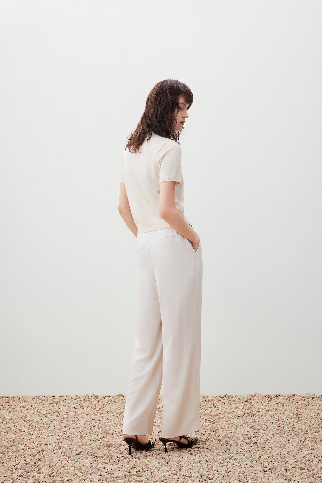 圓領短袖針織毛衣