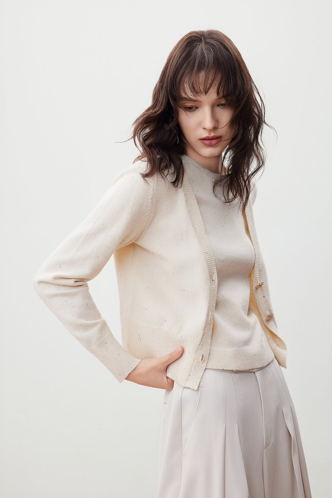 G2000 WOMAN-v-neck-long-sleeve-cardigan-56278321-Beige