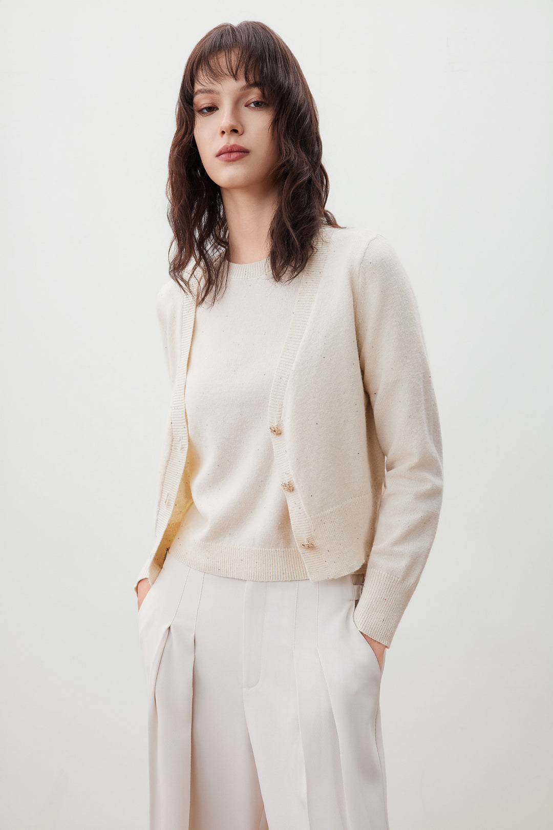 V領長袖針織外套