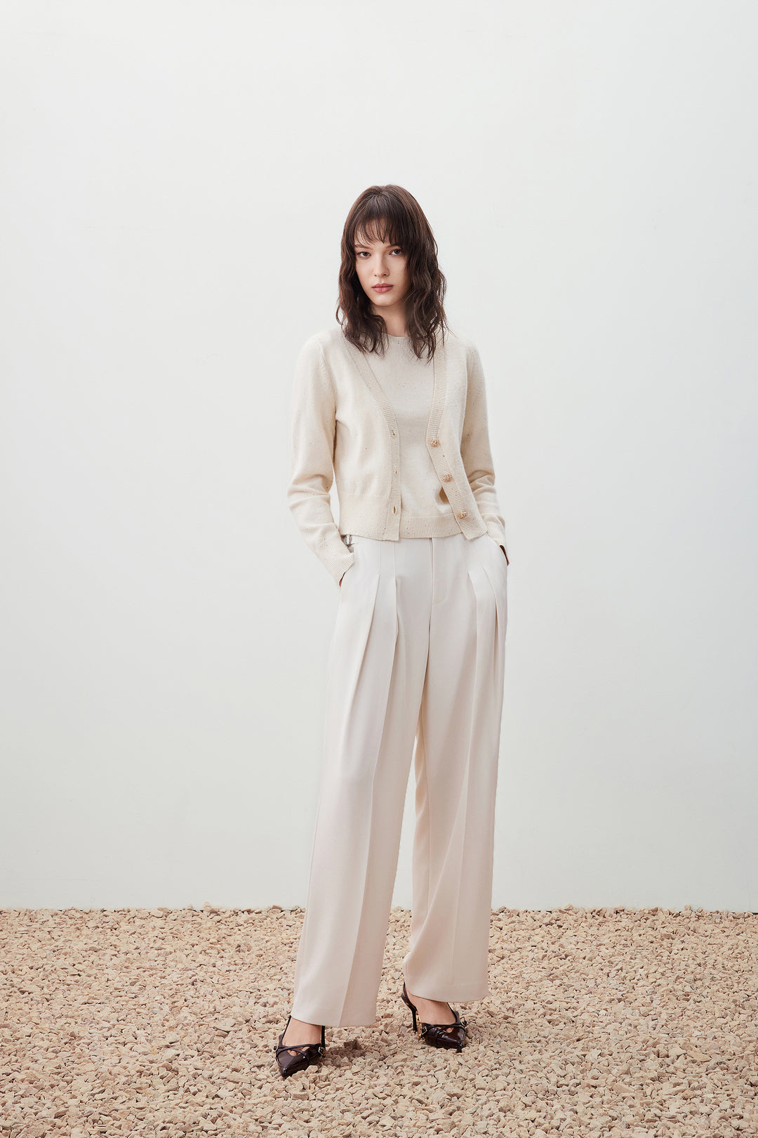 V領長袖針織外套