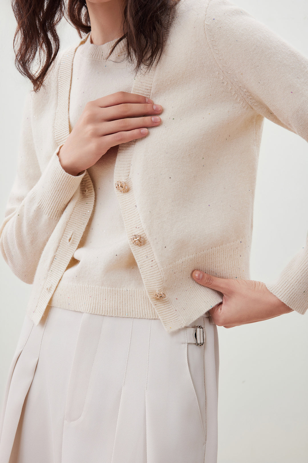 V領長袖針織外套