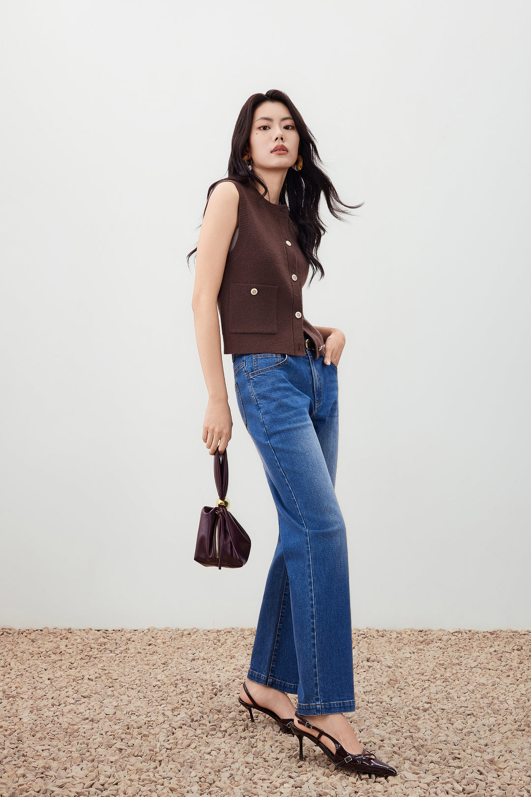 圓領無袖針織外套