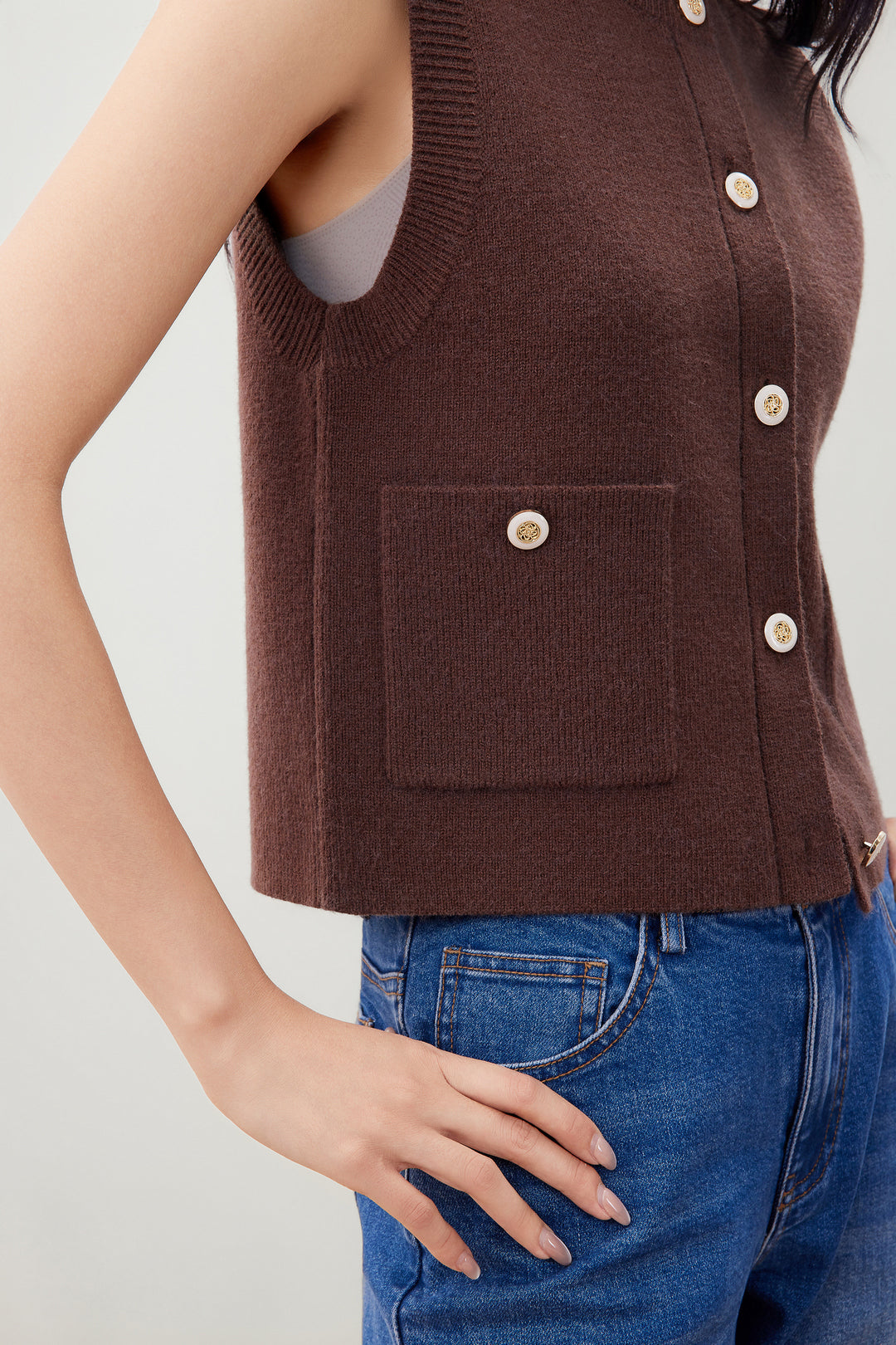 圓領無袖針織外套