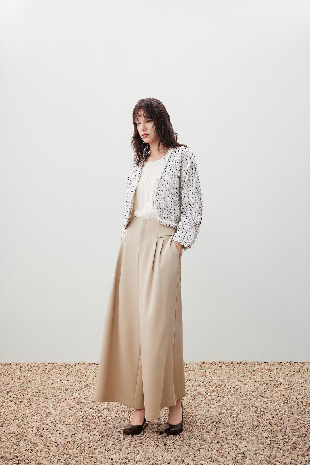 無領長袖休閒外套