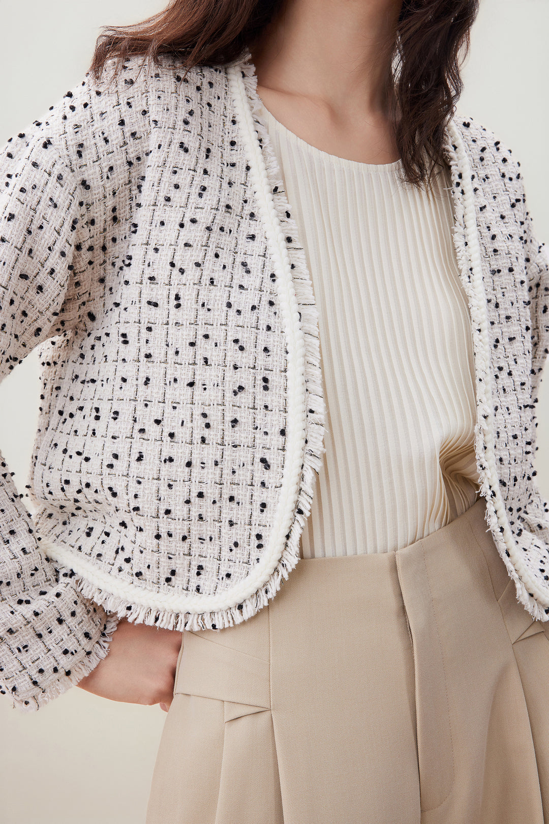 無領長袖休閒外套