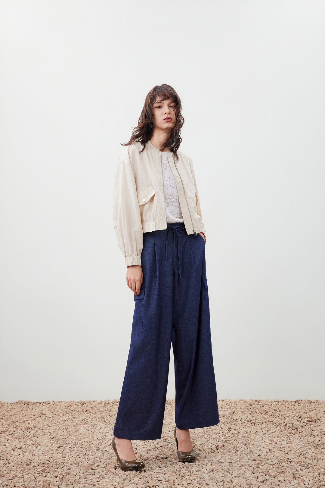 無領長袖休閒外套