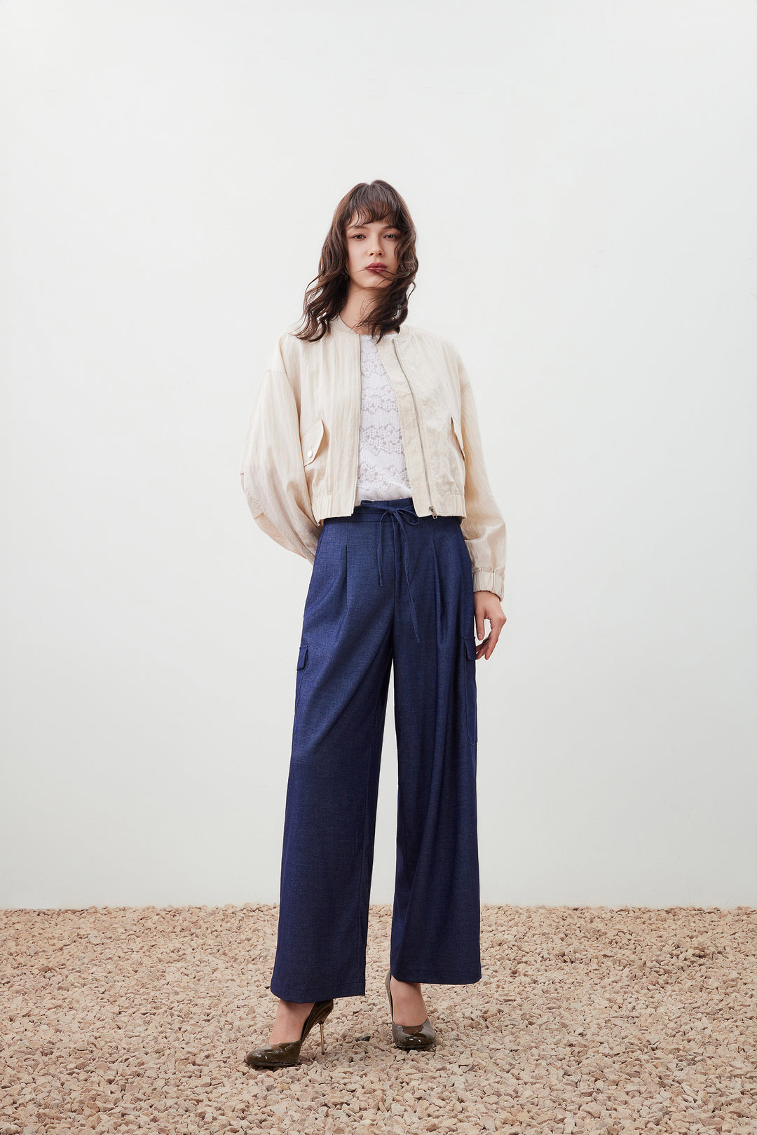 無領長袖休閒外套