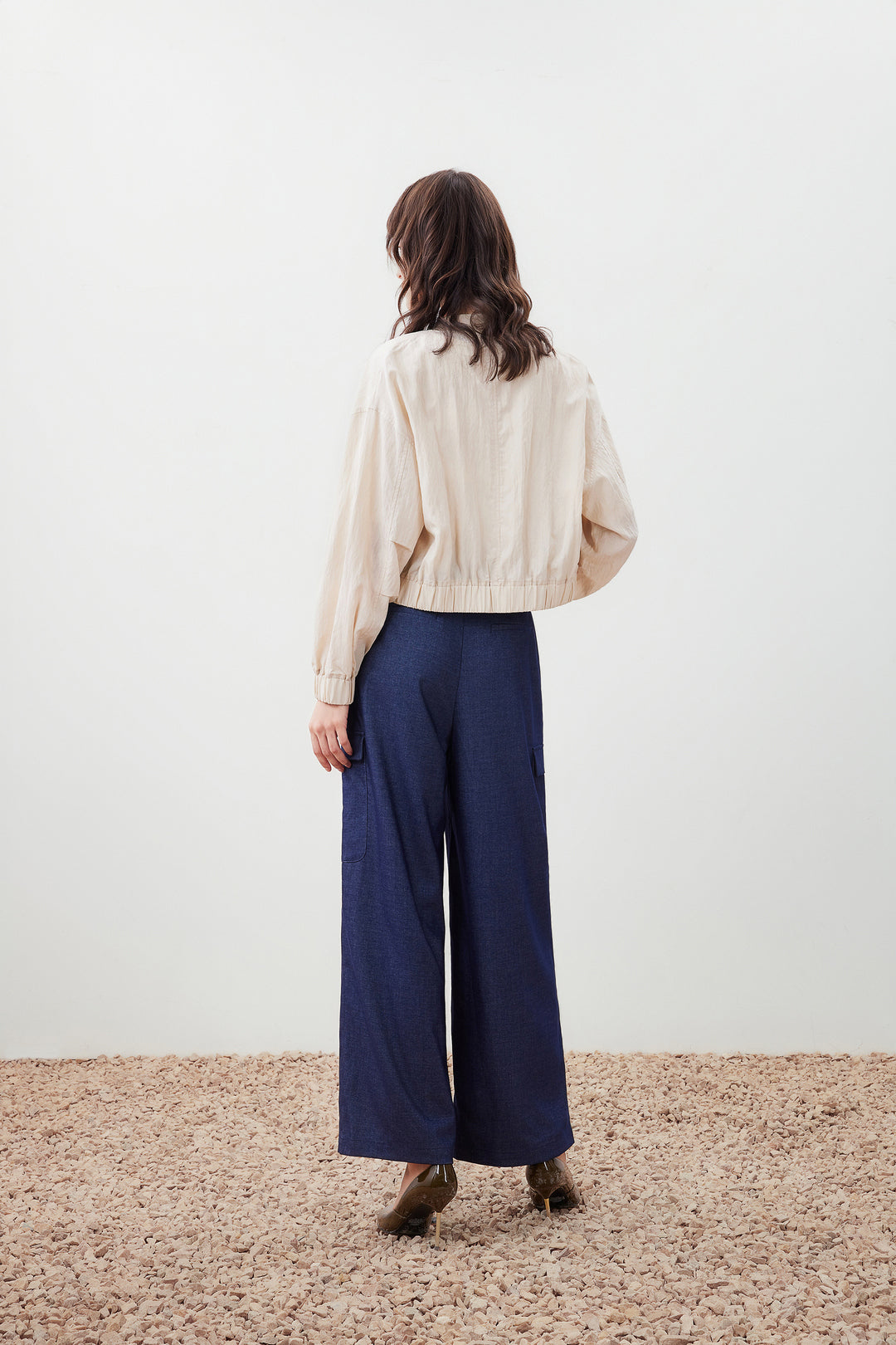 無領長袖休閒外套