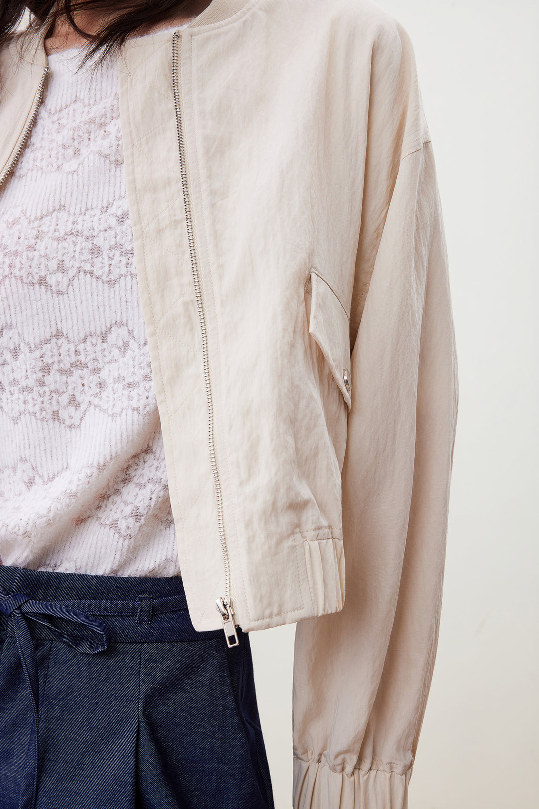 無領長袖休閒外套