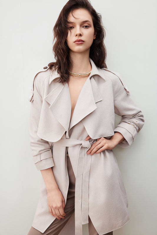 G2000 WOMAN-lapel-collar-long-sleeve-coat-with-self-fabric-belt-56291001-Beige