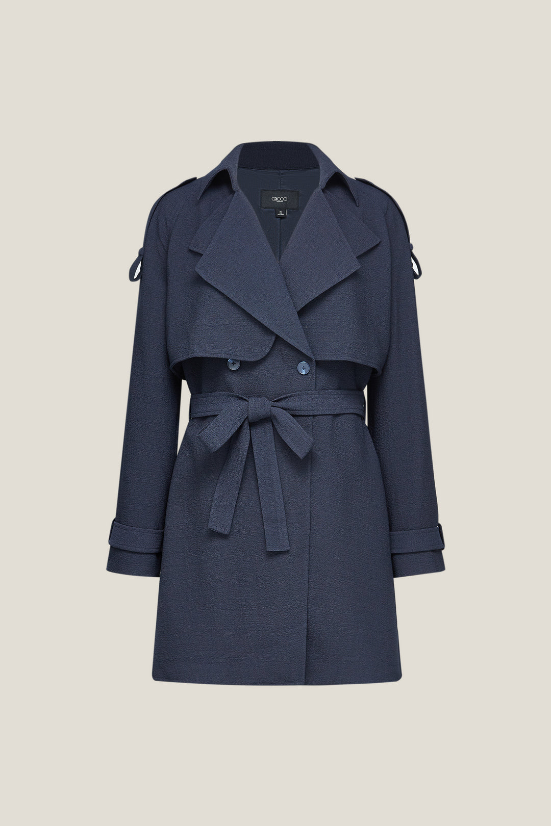 G2000 WOMAN-lapel-collar-long-sleeve-coat-with-self-fabric-belt-56291001-Blue