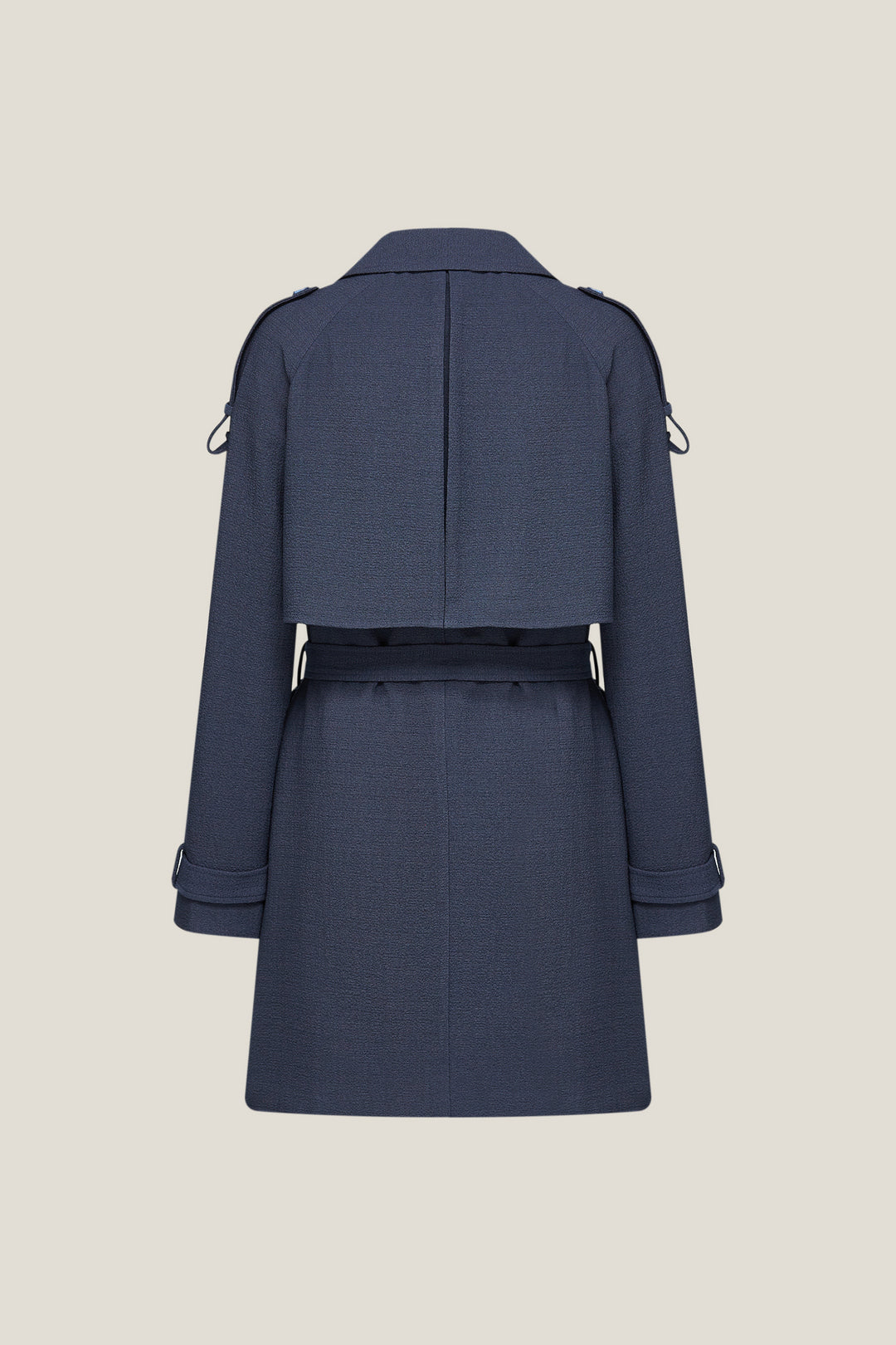 Crepe 翻領大衣(配原身布腰帶)