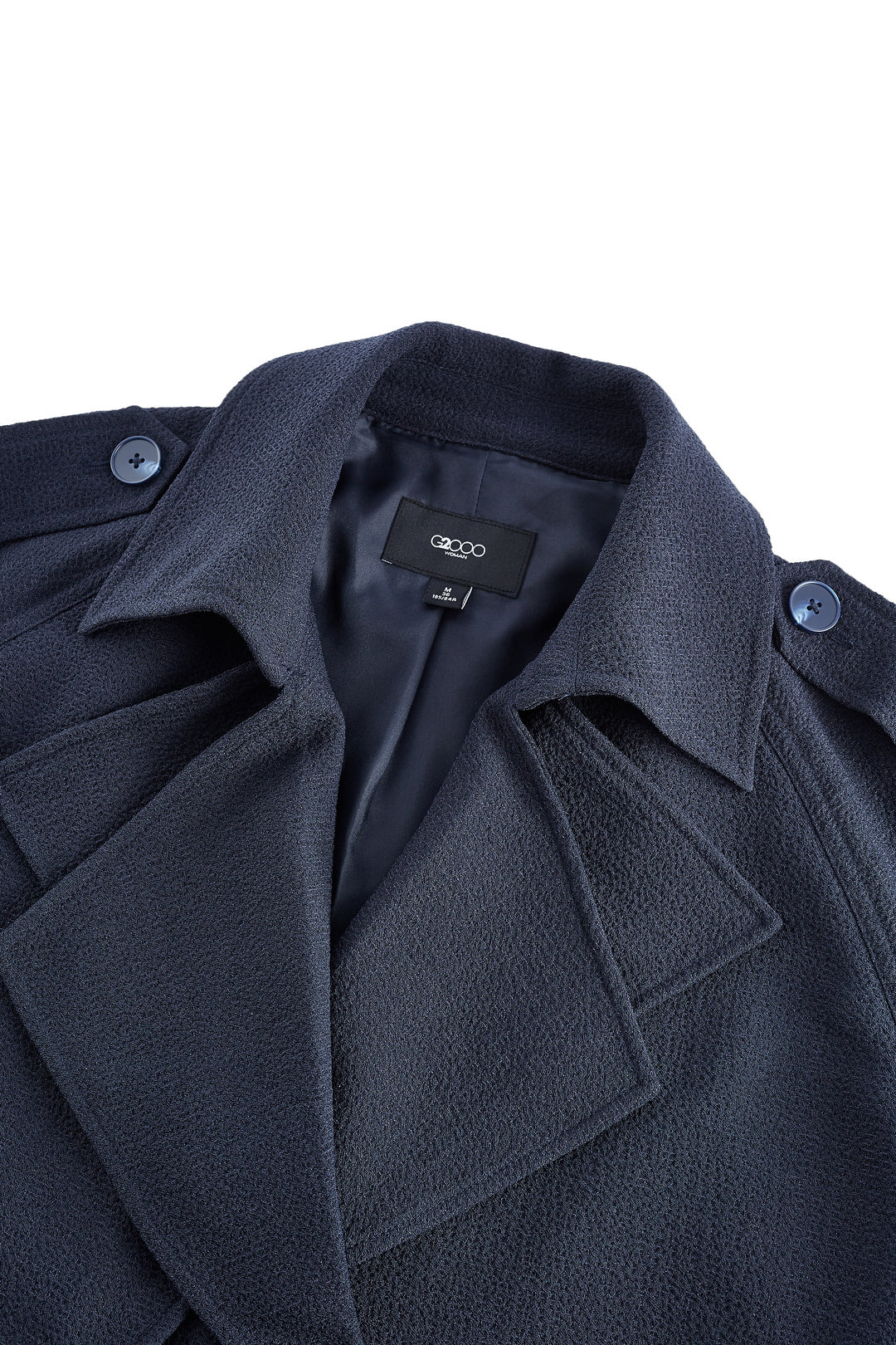 Crepe 翻領大衣(配原身布腰帶)