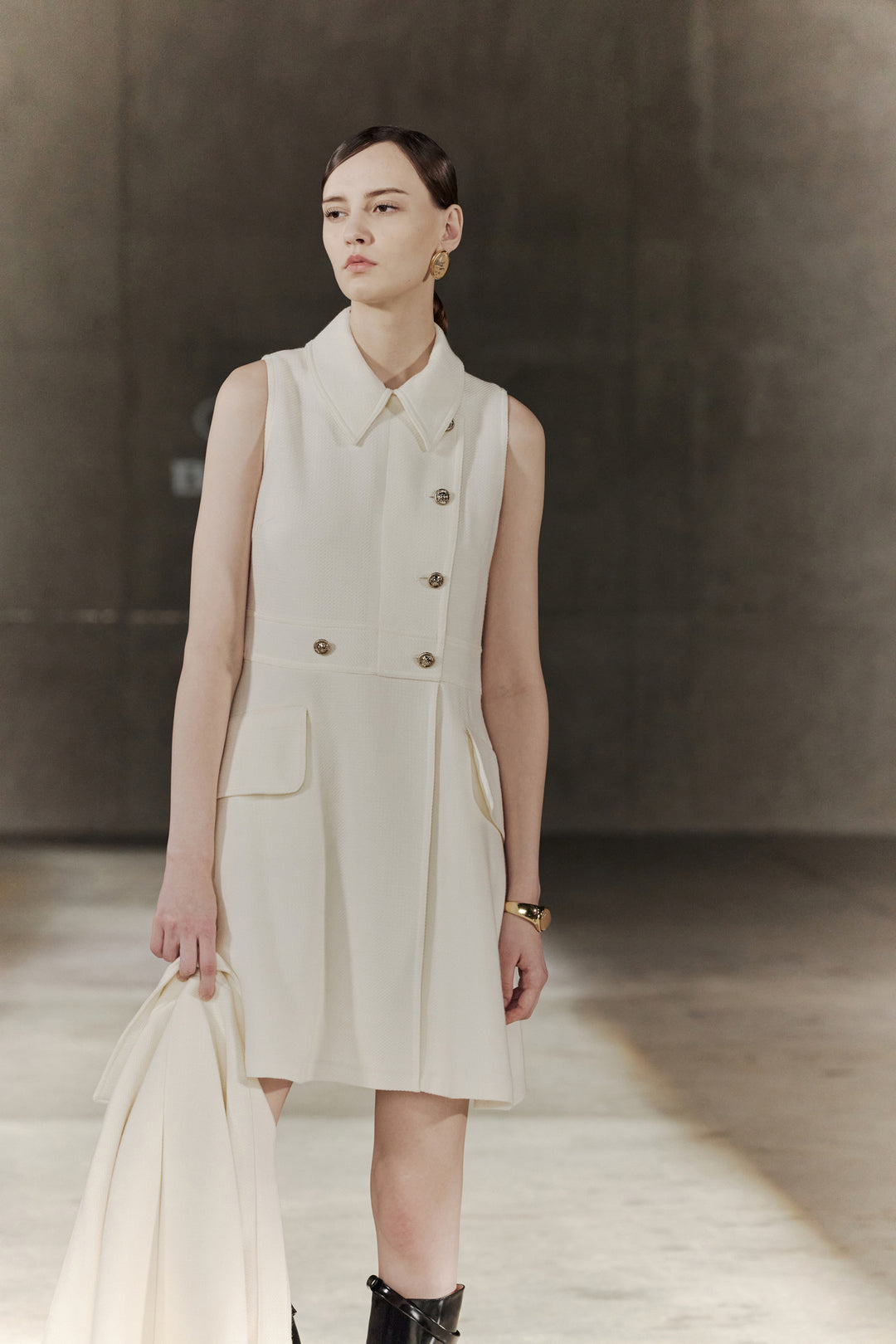 BLAACK WOMAN-blaack-wool-collection-twill-shirt-neck-dress-56934026-White