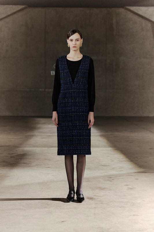 BLAACK WOMAN-blaack-v-neck-sleeveless-dress-56935045-Blue