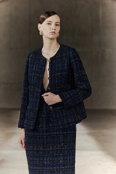 BLAACK WOMAN-blaack-v-neck-long-sleeve-jacket-56985030-Blue