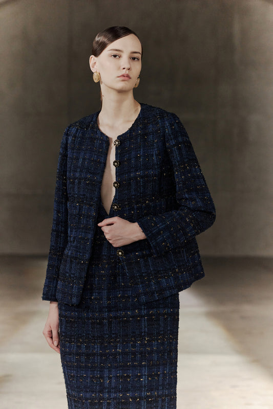 BLAACK WOMAN-blaack-v-neck-long-sleeve-jacket-56985030-Blue