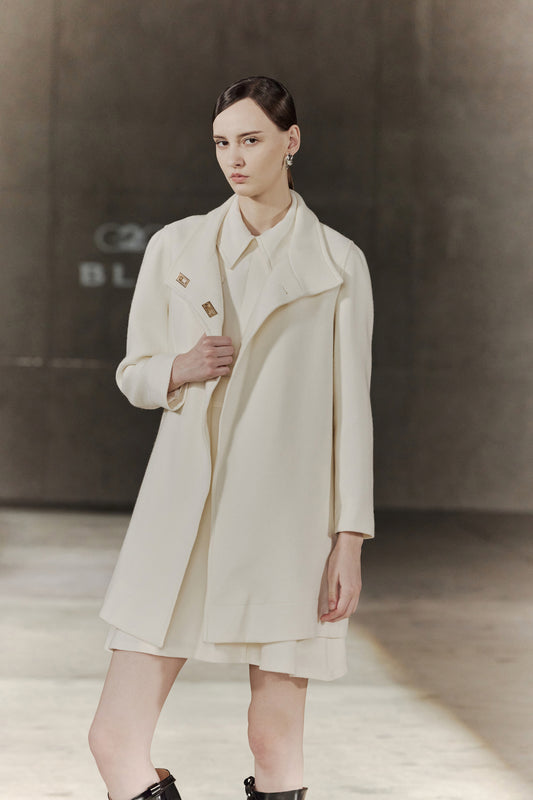 BLAACK WOMAN-blaack-wool-collection-stand-collar-coat-56994020-White