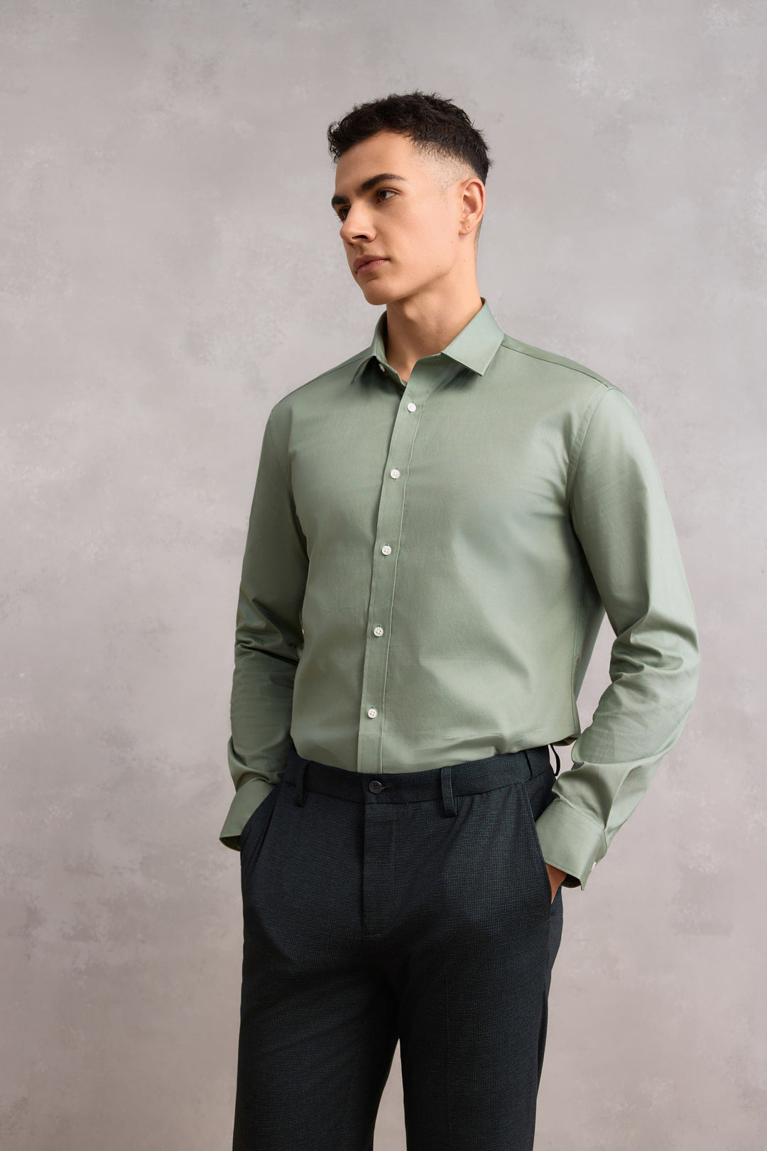 G2000 MAN-pure-cotton-long-sleeve-dress-shirt-58120502-Green
