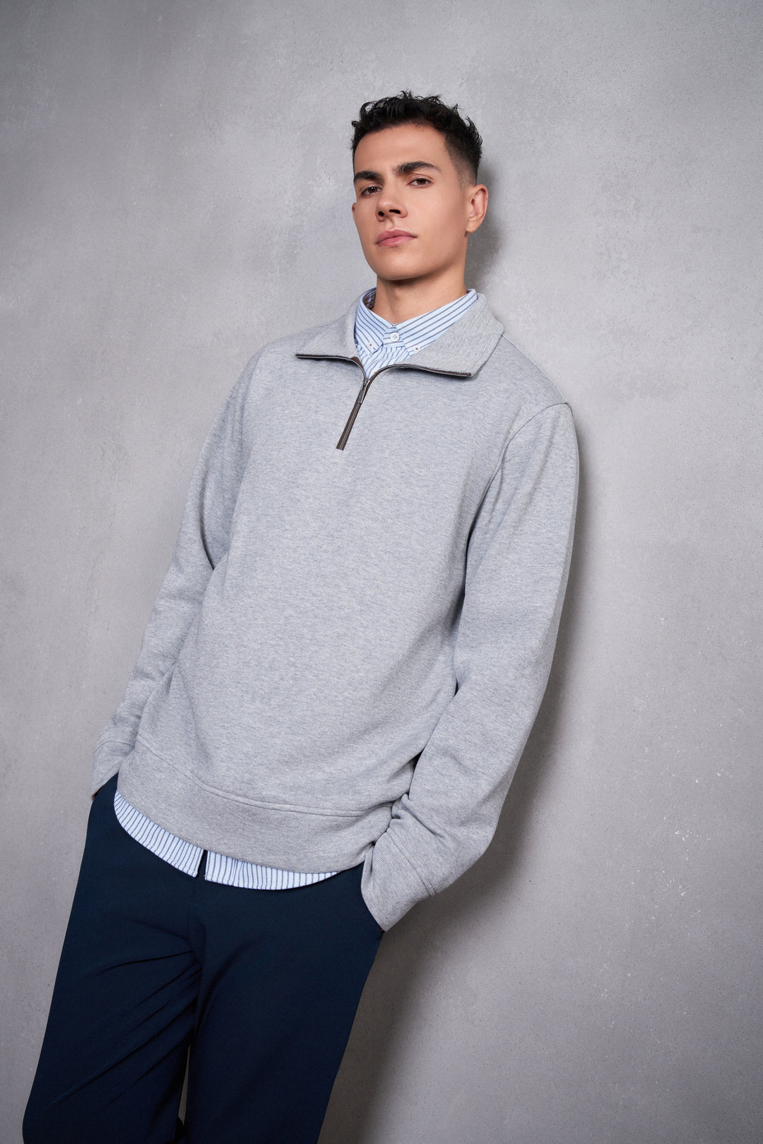 G2000 MAN-pure-cotton-long-sleeve-casual-t-shirt-58140041-Grey