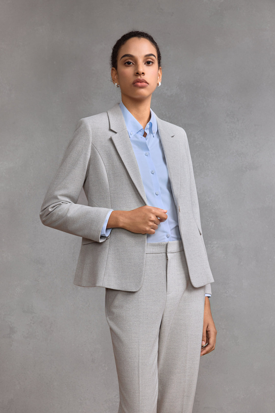G2000 WOMAN-notch-lapel-long-sleeve-suit-blazer-58212093-Grey