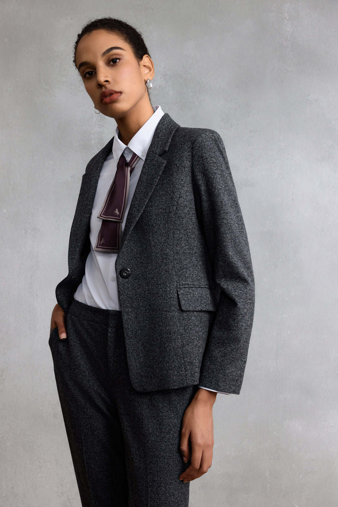 G2000 WOMAN-notch-lapel-long-sleeve-suit-blazer-58212093-Grey