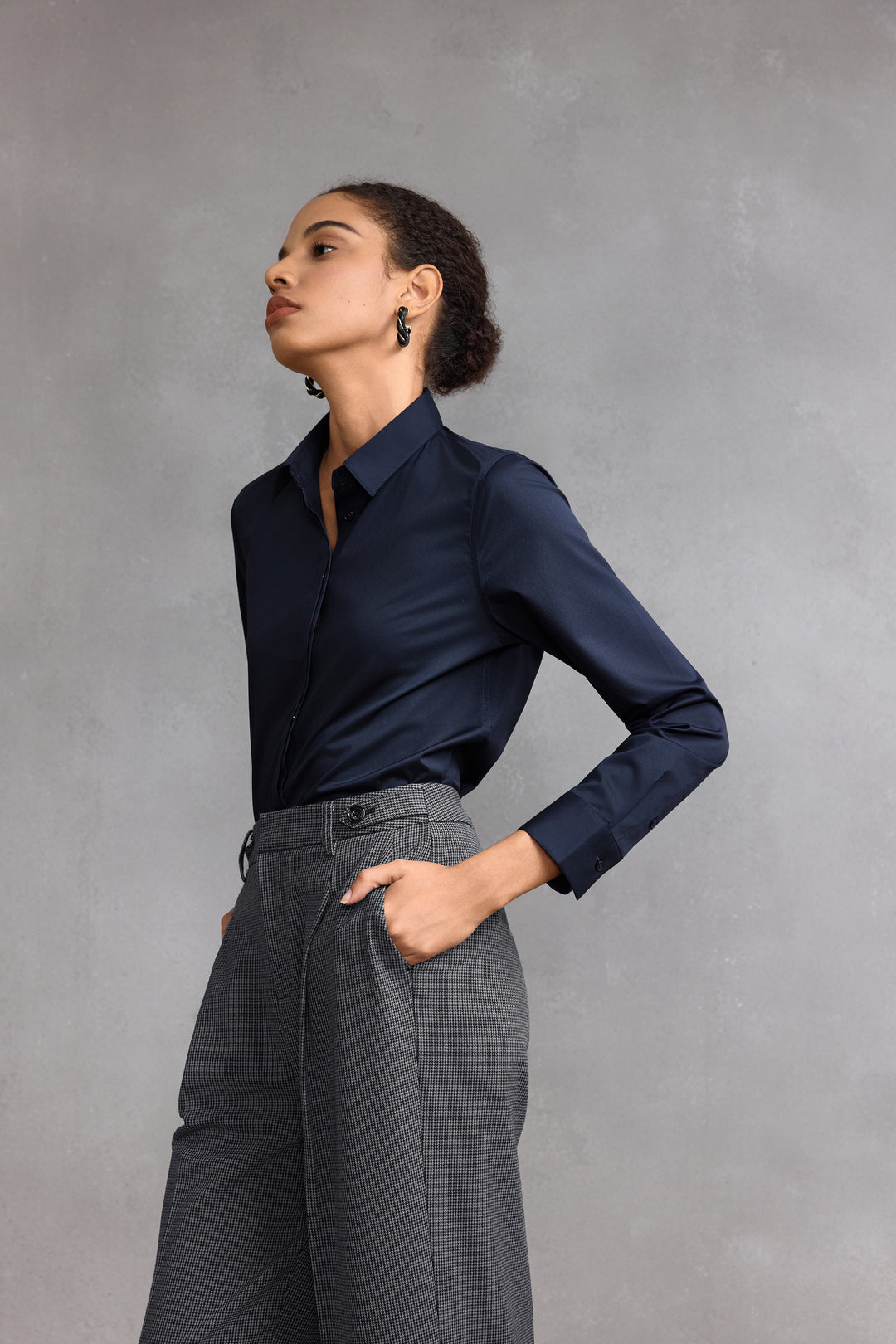 Modal 恤衫領長袖商務恤衫(配可拆卸領帶)