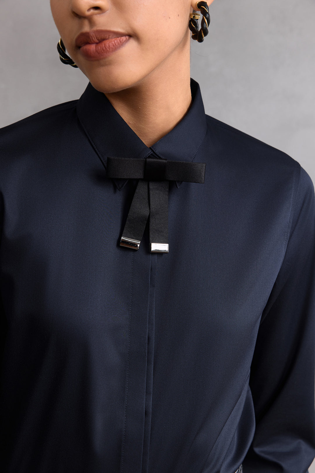 Modal 恤衫領長袖商務恤衫(配可拆卸領帶)