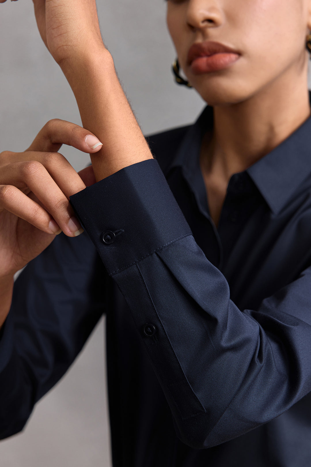 Modal 恤衫領長袖商務恤衫(配可拆卸領帶)