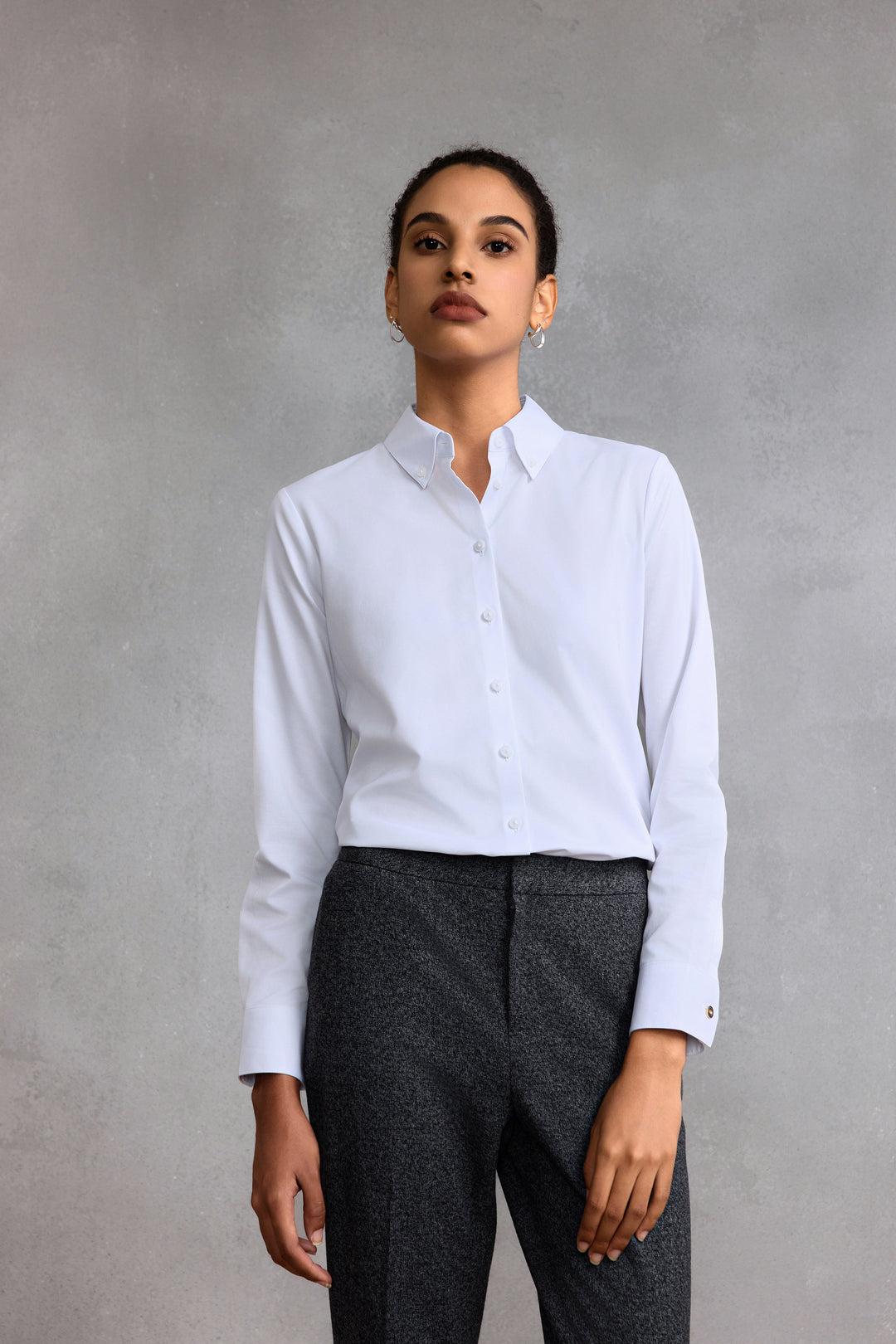 G2000 WOMAN-non-iron-shirt-neck-long-sleeve-dress-shirt-with-scarf-58221083-White