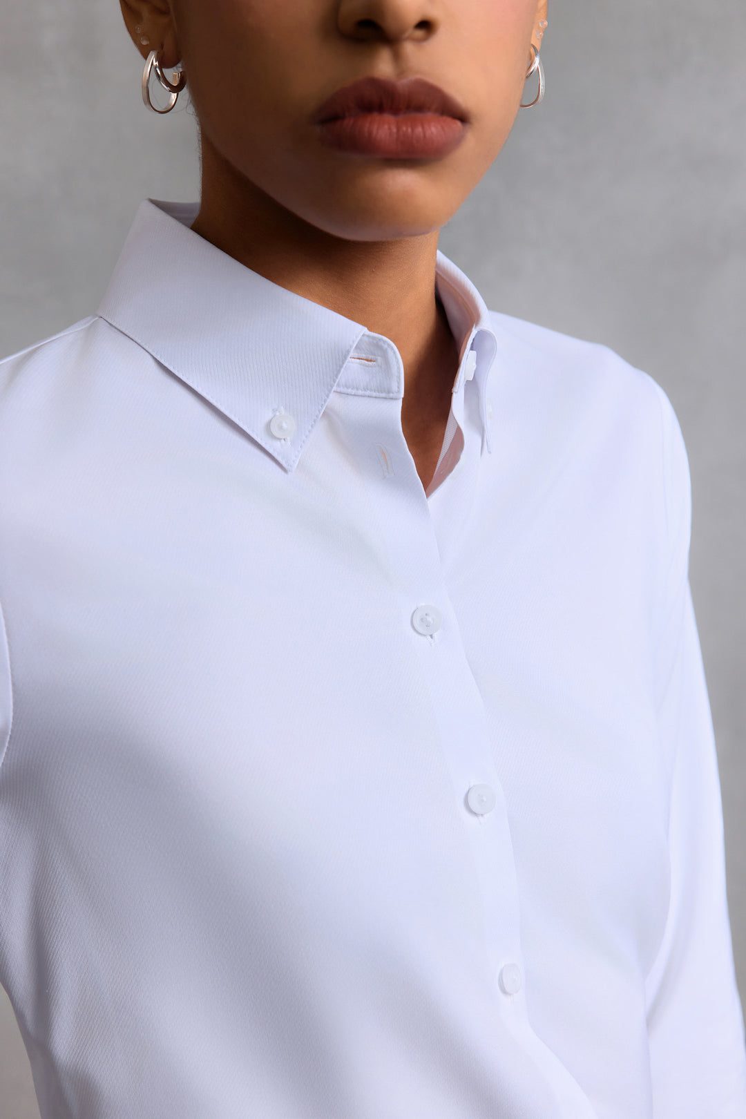 Non-Iron Shirt Neck Long-Sleeve Dress Shirt With Scarf