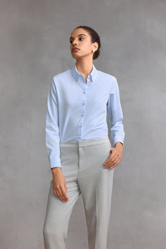 G2000 WOMAN-non-iron-shirt-neck-long-sleeve-dress-shirt-with-scarf-58221083-Blue