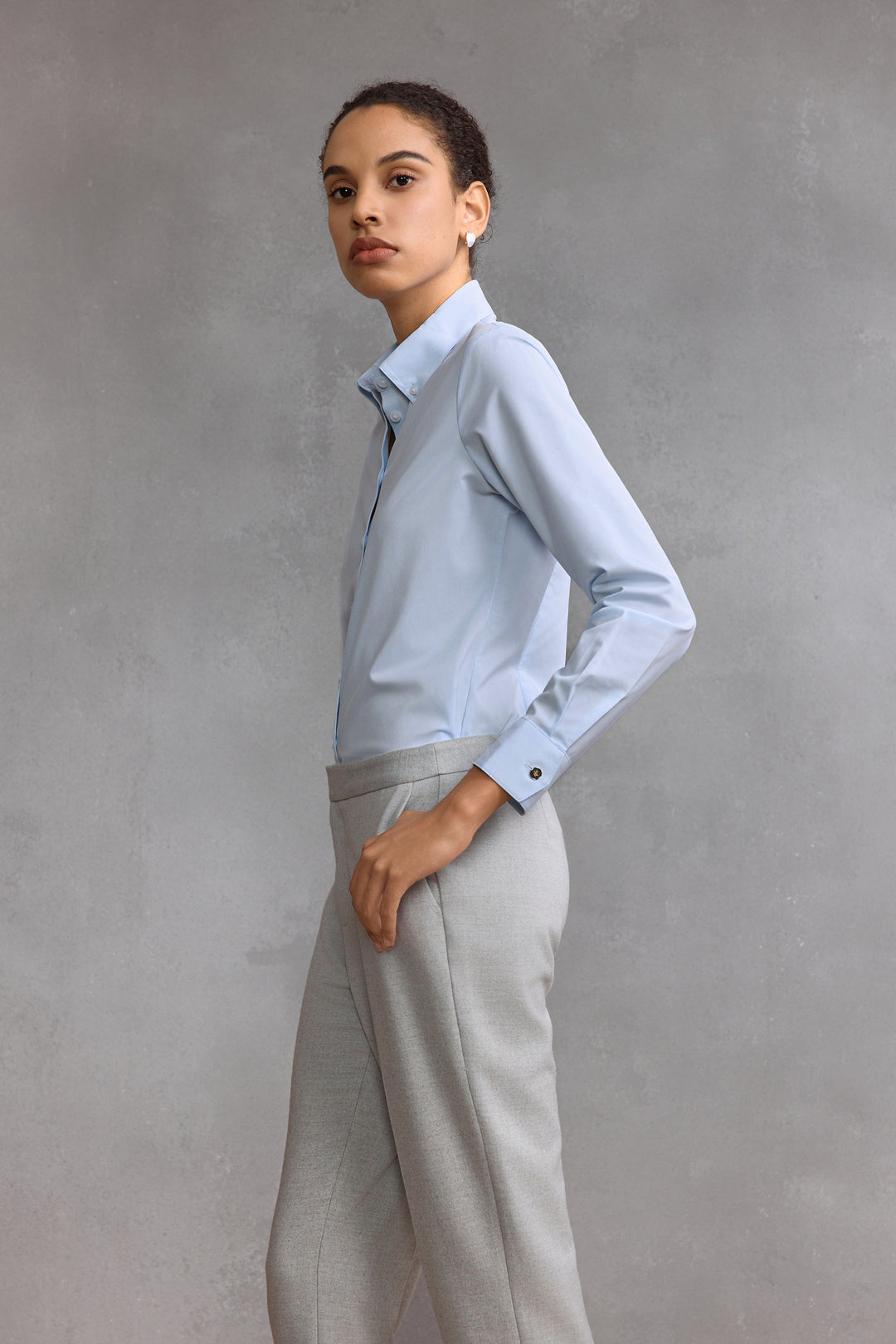 Non-Iron Shirt Neck Long-Sleeve Dress Shirt With Scarf