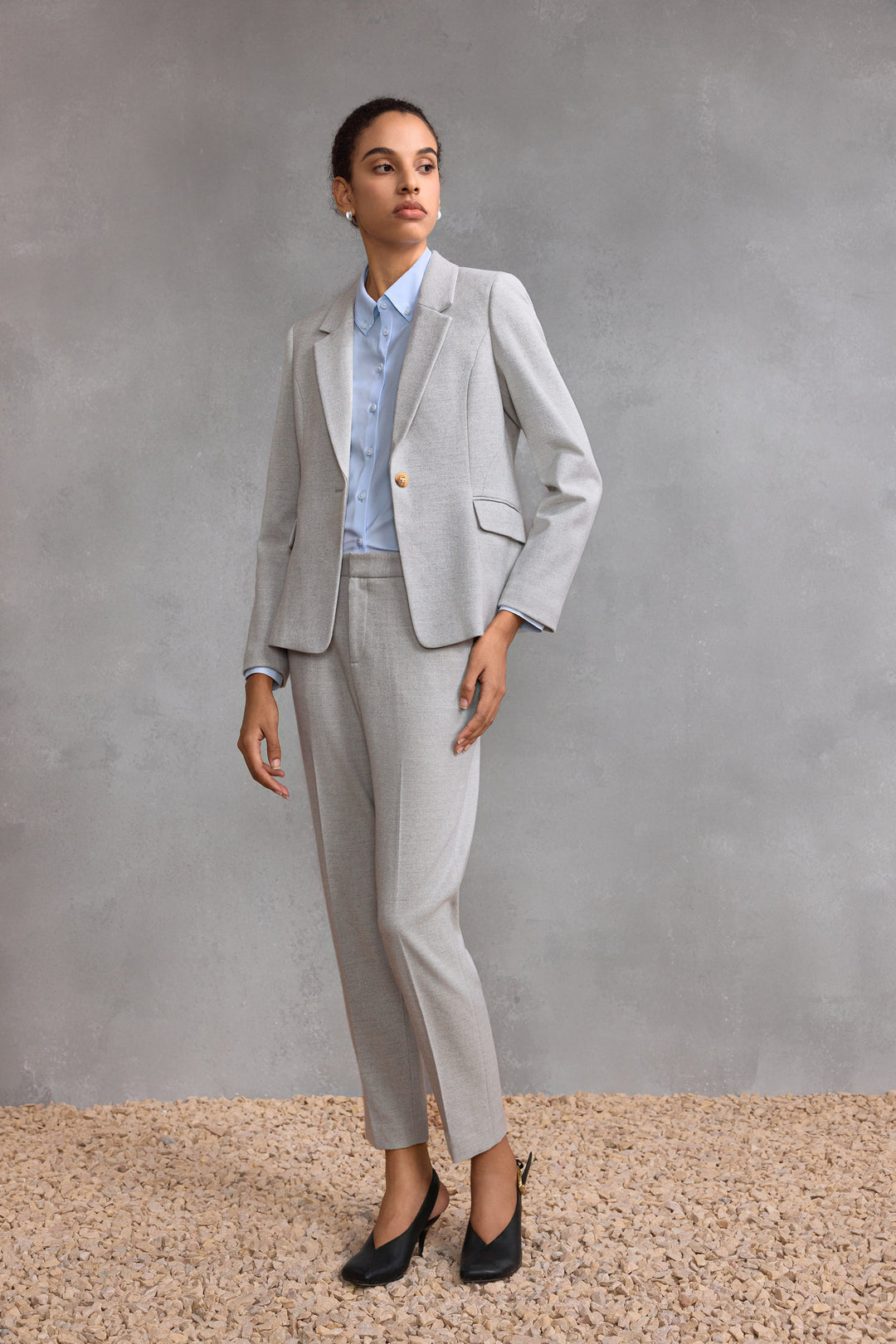 Non-Iron Shirt Neck Long-Sleeve Dress Shirt With Scarf