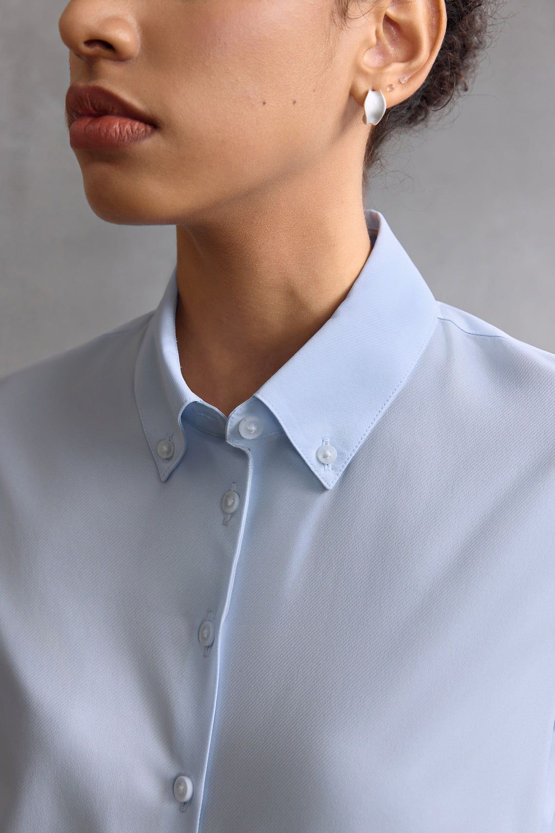 Non-Iron Shirt Neck Long-Sleeve Dress Shirt With Scarf